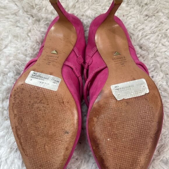 Schultz Hot Pink suede Mules 4”heels pointed toe Size9B - Picture 8 of 8